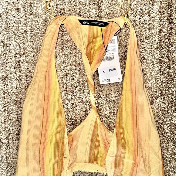 ZARA Women's Yellow Knit Tied Camisole Tank Top NWT Size XS - Picture 7 of 8